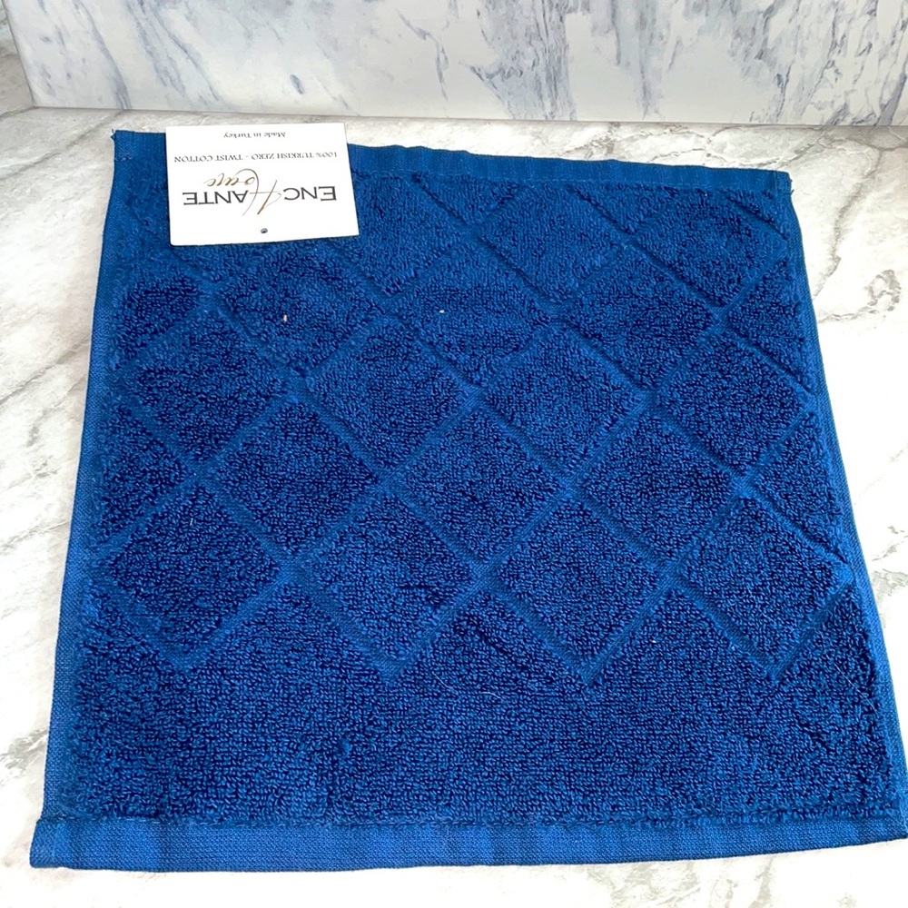 NEW Enchante Home 100% Turkish Zero Twist Cotton Blue Hand Cloth